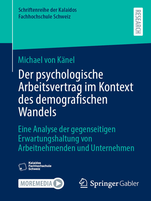 Title details for Der psychologische Arbeitsvertrag im Kontext des demografischen Wandels by Michael von Känel - Available